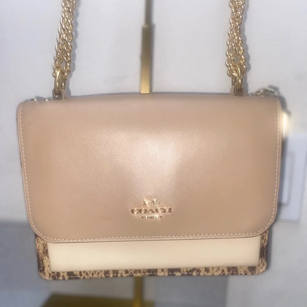 Coach Colorblock Snake Leather Ivory Multi Color Klare Crossbody Bag EUC - Picture 2 of 16